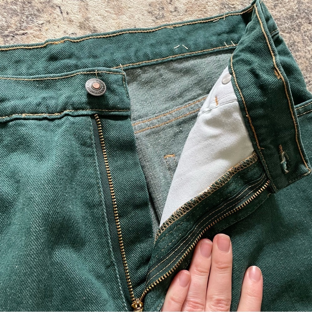 Vintage Lands’ End Womens‎ Hunter Green Straight Leg Jeans NOS 16 Petite READ** - Picture 5 of 13